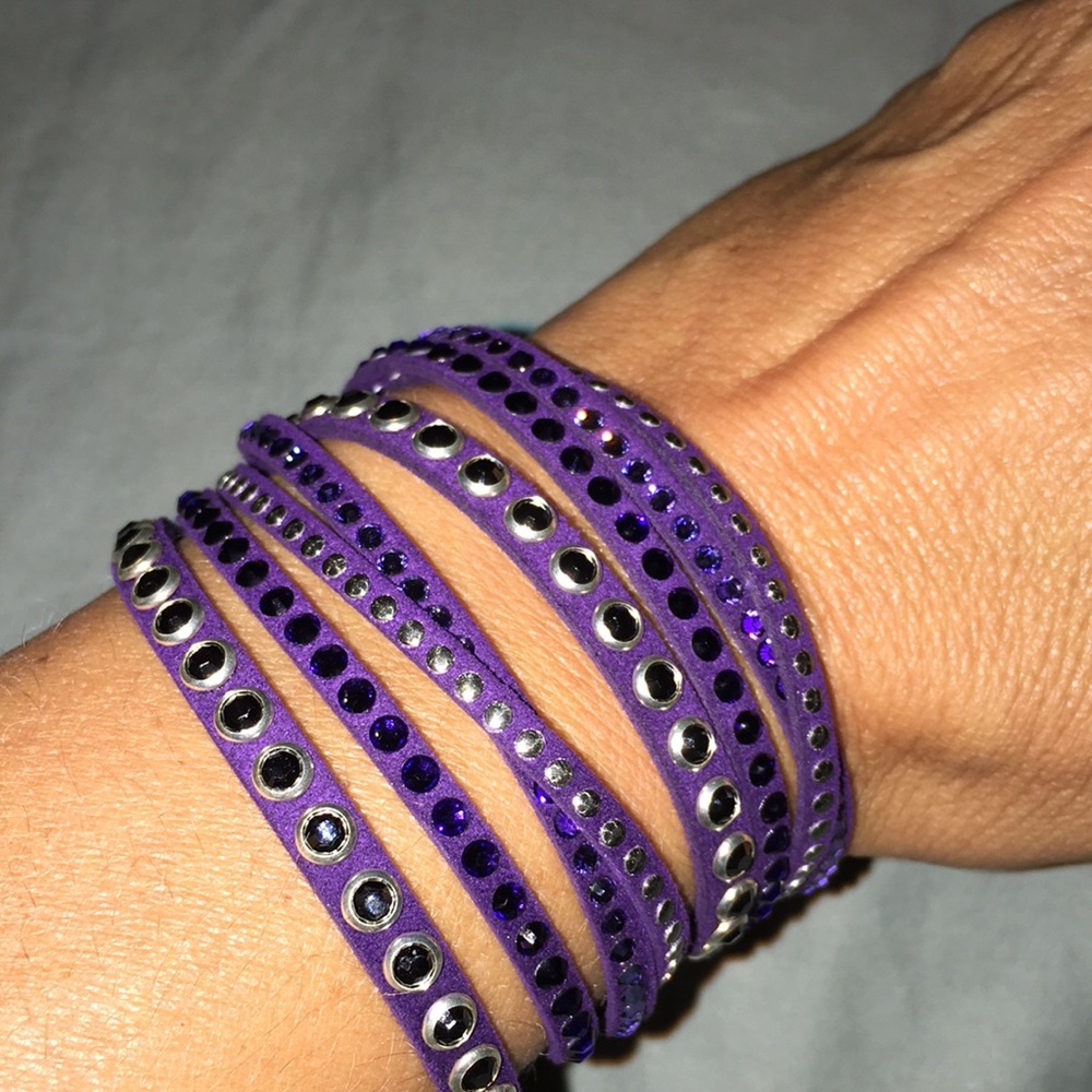 Swarovski Crystal & suede double wrap bracelet
